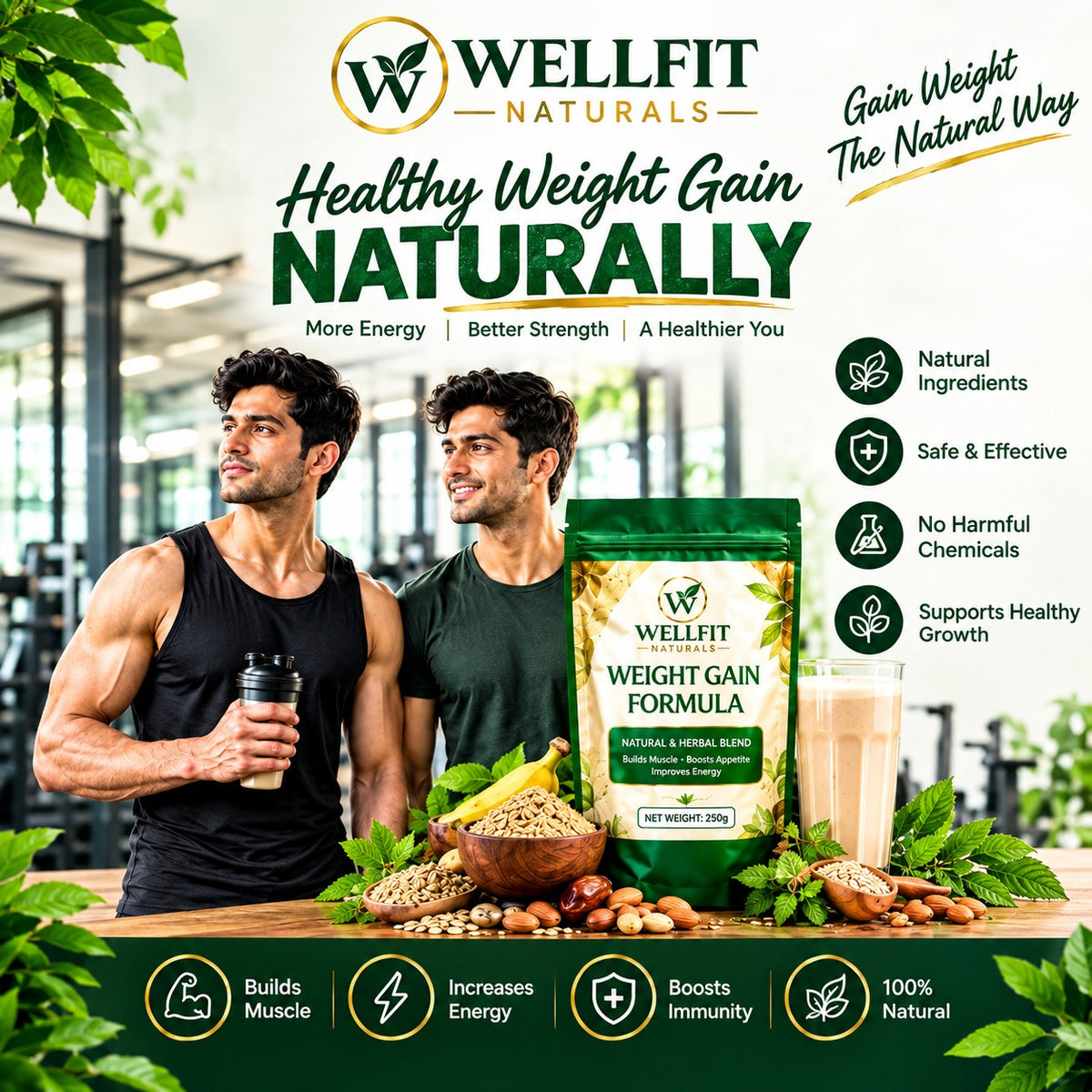 🌿 WellFit Weight Gain Formula